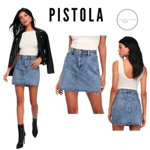 PISTOLA Sierra Medium Wash Studded Denim Mini Skirt Size 29